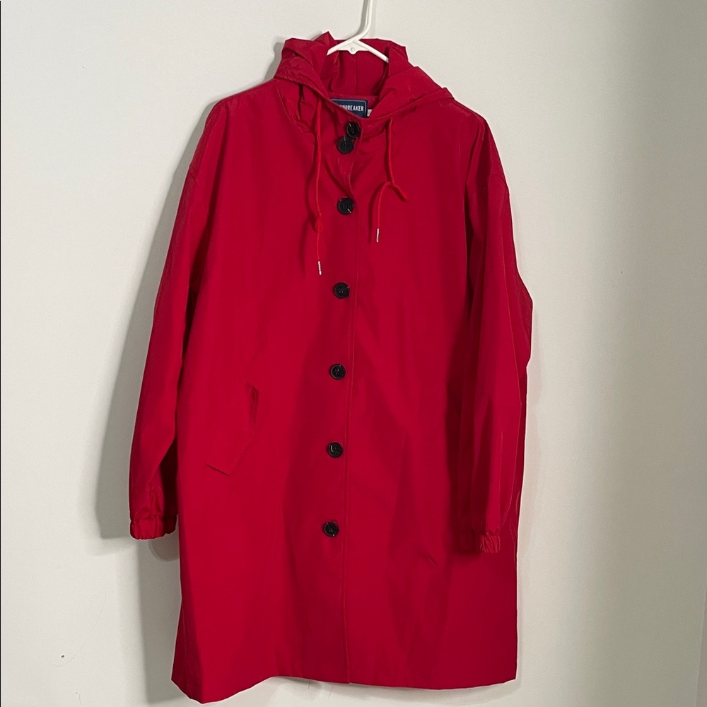 Windbreaker Red Hooded Trench Coat